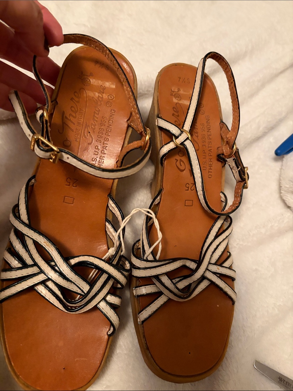 Famolare Go There White Braided Leather Slingback Sandals
